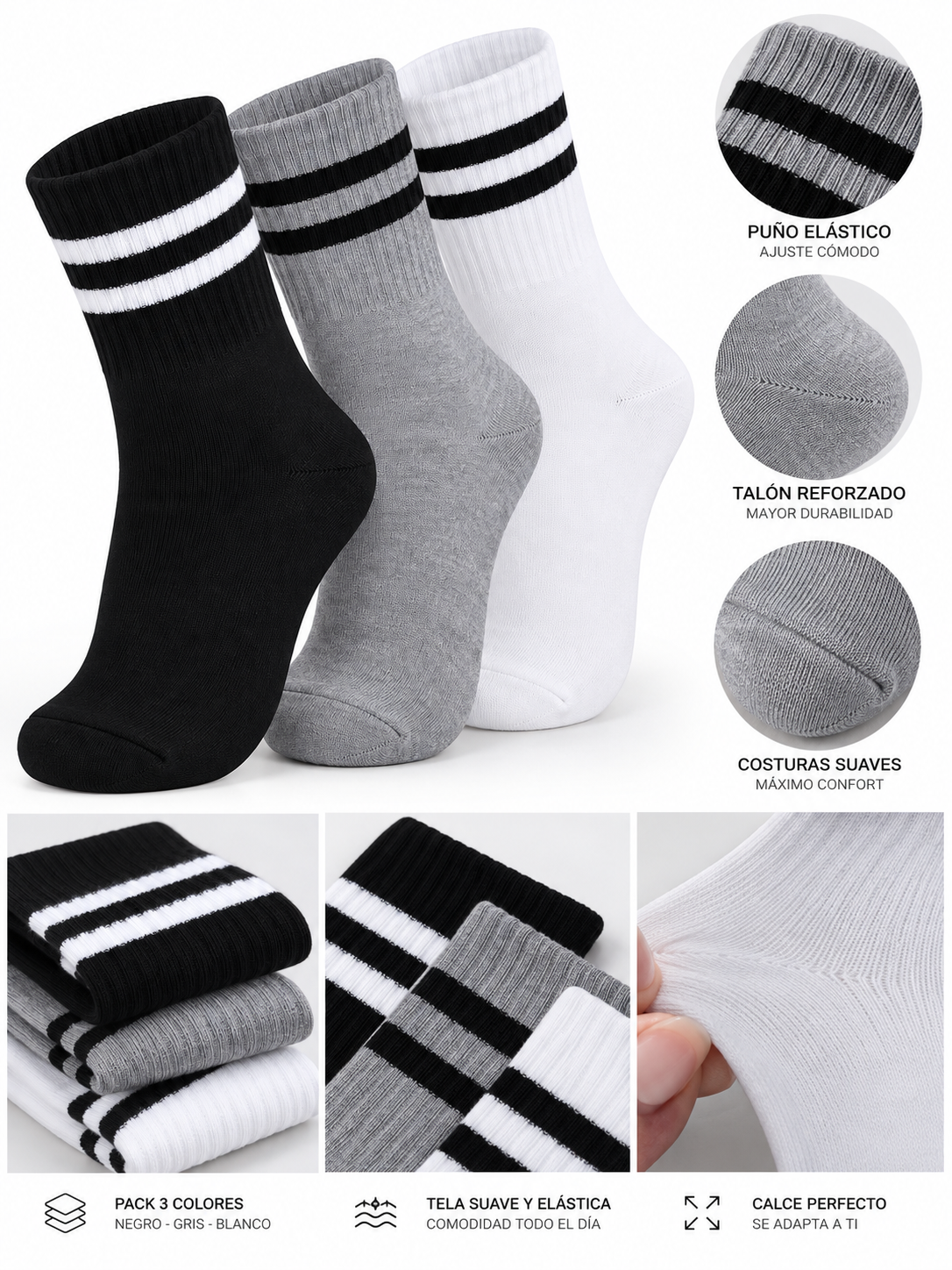 TRIPACK CALCETÍN BAMBÚ DEPORTIVO CORTO
